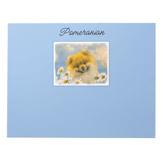 ポメラニア犬インデイジー絵画ズ – オリジナルドッグアート ノートパッド (正面)