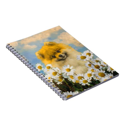 ポメラニア犬インデイジー絵画ズ – オリジナルドッグアート ノートブック (右側)