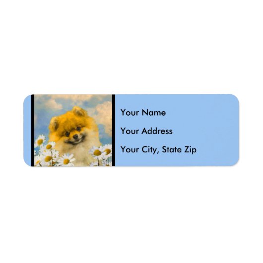 ポメラニア犬インデイジー絵画ズ – オリジナルドッグアート ラベル (正面)