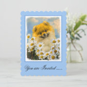 ポメラニア犬インデイジー絵画ズ – オリジナルドッグアート 招待状 (スタンド正面)