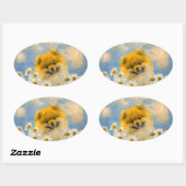 ポメラニア犬インデイジー絵画ズ – オリジナルドッグアート 楕円形シール (シート)