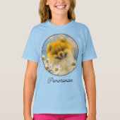 ポメラニア犬インデイジー絵画ズ – オリジナルドッグアート Tシャツ (正面)