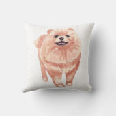 ポメラニア犬ウォーターカラー絵画アート クッション (裏面)