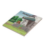 ポメラニア犬オン花崗岩(Pomegranite) おもしろい タイル (側面)