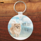 ポメラニア犬キパーソナライズされたーリング キーホルダー (正面)