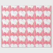 ポメラニア犬ギフトラッピング紙バレンタインレッド ラッピングペーパー (フラット)