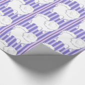 ポメラニア犬ギフトラッピング紙紫ストライプ色 ラッピングペーパー (角)