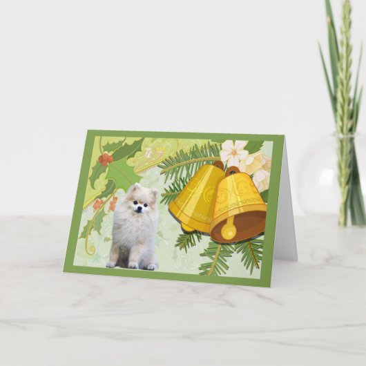 ポメラニア犬クリスマスカードベル シーズンカード (正面)