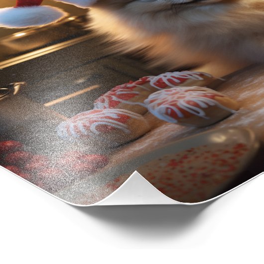 ポメラニア犬クリスマスクッキーフェスティバルホリデイ フォトプリント (角)