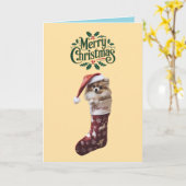 ポメラニア犬クリスマスストッキング カード (黄色い花)