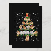 ポメラニア犬クリスマスツリーが懐中電灯で覆われている サンキューカード (正面/裏面)