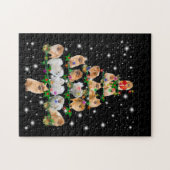 ポメラニア犬クリスマスツリーが懐中電灯で覆われている ジグソーパズル (横)