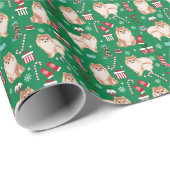 ポメラニア犬クリスマスドッグ包装紙 ラッピングペーパー (ロールコーナー)