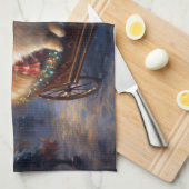 ポメラニア犬クリスマスフェスティバルシーズンブラッシュ キッチンタオル (四つ折り)