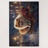 ポメラニア犬クリスマスフェスティバルシーズンブラッシュ ジグソーパズル (縦)