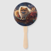 ポメラニア犬クリスマスフェスティバルシーズンブラッシュ ハンドファン (裏面)