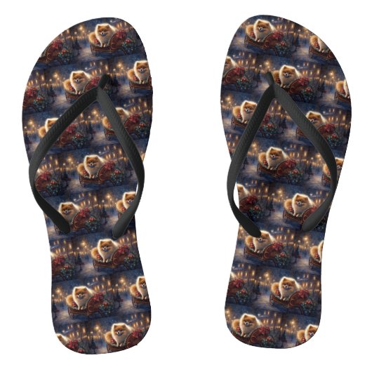 ポメラニア犬クリスマスフェスティバルシーズンブラッシュ ビーチサンダル (ソール)