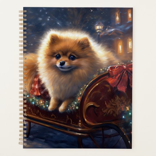 ポメラニア犬クリスマスフェスティバルシーズンブラッシュ プランナー手帳 (正面)
