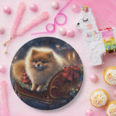 ポメラニア犬クリスマスフェスティバルシーズンブラッシュ ペーパープレート (パーティー)