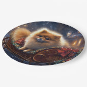 ポメラニア犬クリスマスフェスティバルシーズンブラッシュ ペーパープレート (アングル)