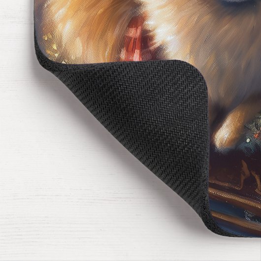 ポメラニア犬クリスマスフェスティバルシーズンブラッシュ マウスパッド (コーナー)