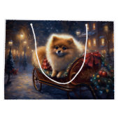 ポメラニア犬クリスマスフェスティバルシーズンブラッシュ ラージペーパーバッグ (裏面)