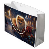 ポメラニア犬クリスマスフェスティバルシーズンブラッシュ ラージペーパーバッグ (裏面アングル)