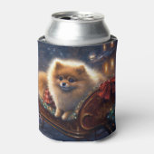 ポメラニア犬クリスマスフェスティバルシーズンブラッシュ 缶クーラー (缶正面)