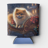 ポメラニア犬クリスマスフェスティバルシーズンブラッシュ 缶クーラー (正面)