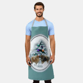 ポメラニア犬クリスマスプレゼント エプロン (着用した状態)