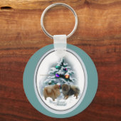 ポメラニア犬クリスマスプレゼント キーホルダー (正面)