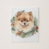 ポメラニア犬クリスマスリースフェスティバルカップ ジグソーパズル (縦)