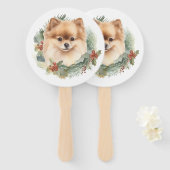 ポメラニア犬クリスマスリースフェスティバルカップ ハンドファン (正面&裏面)