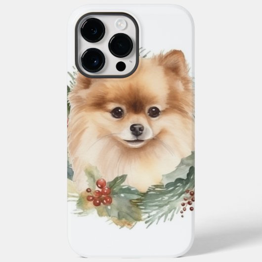 ポメラニア犬クリスマスリースフェスティバルカップ Case-Mate iPhoneケース (裏面)