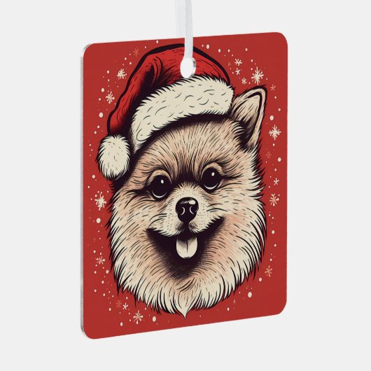 ポメラニア犬クリスマス犬の名前と年パーソナライズされた メタルオーナメント (正面右)