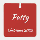 ポメラニア犬クリスマス犬の名前と年パーソナライズされた メタルオーナメント (裏面)