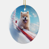 ポメラニア犬クリスマス,犬の記念品,犬の恋人 セラミックオーナメント (右)