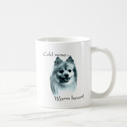 ポメラニア犬コールドノーズ暖かいハート コーヒーマグカップ (右)