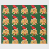 ポメラニア犬サンタクリスマス ラッピングペーパー (フラット)