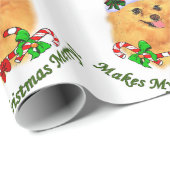 ポメラニア犬サンタクリスマス ラッピングペーパー (ロールコーナー)