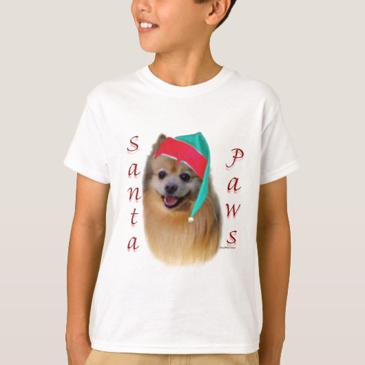 ポメラニア犬サンタポーズ Tシャツ (正面)