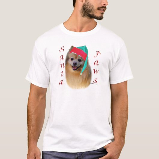 ポメラニア犬サンタポーズ Tシャツ (正面)