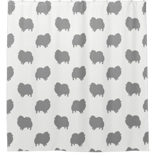 ポメラニア犬シルエットパターン シャワーカーテン (正面)