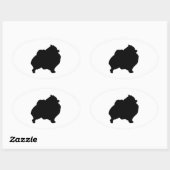 ポメラニア犬シルエット 楕円形シール (シート)