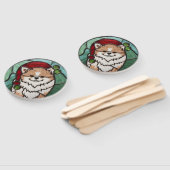 ポメラニア犬ステンドグラスのクリスマス ハンドファン (組立なし)