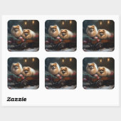 ポメラニア犬スノウリースレイクリスマスデコール スクエアシール (シート)