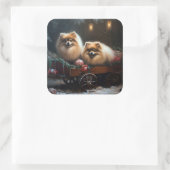 ポメラニア犬スノウリースレイクリスマスデコール スクエアシール (バッグ)