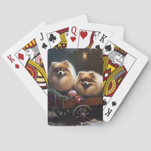 ポメラニア犬スノウリースレイクリスマスデコール トランプ (裏面)