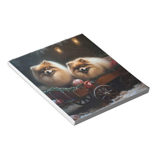 ポメラニア犬スノウリースレイクリスマスデコール ノートパッド (アングル)