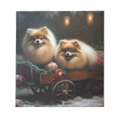 ポメラニア犬スノウリースレイクリスマスデコール ノートパッド (正面)